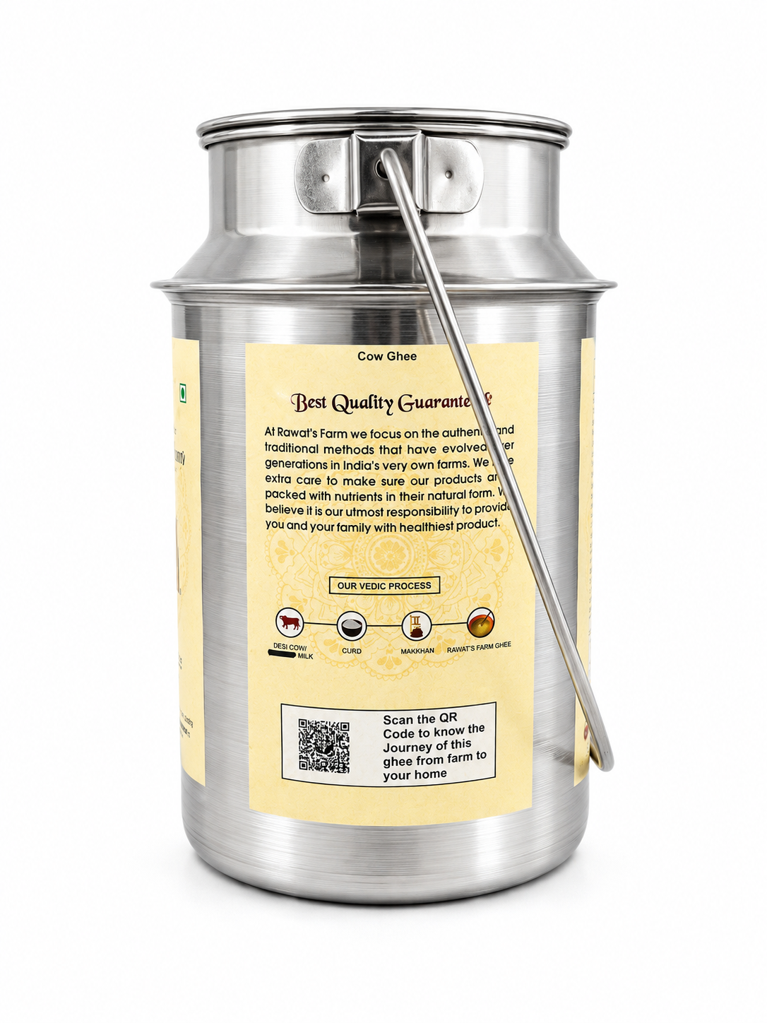 A2 Bilona Cow Ghee 2000ml (2 Litre) - Steel Dolchi